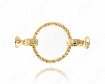 Gold Twist Connector, 18K Gold Filled Round  Connector,Bar Chains Connector, DIY Bracelet Necklace Accessories,43.5x25.5x2mm