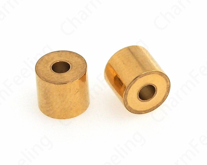 10 pcs Gold Cylinder Beads, 18K Gold Filled Round Beads,Cylindrical Spacer Beads, Bracelet Assembly Accessories,6.8x6mm