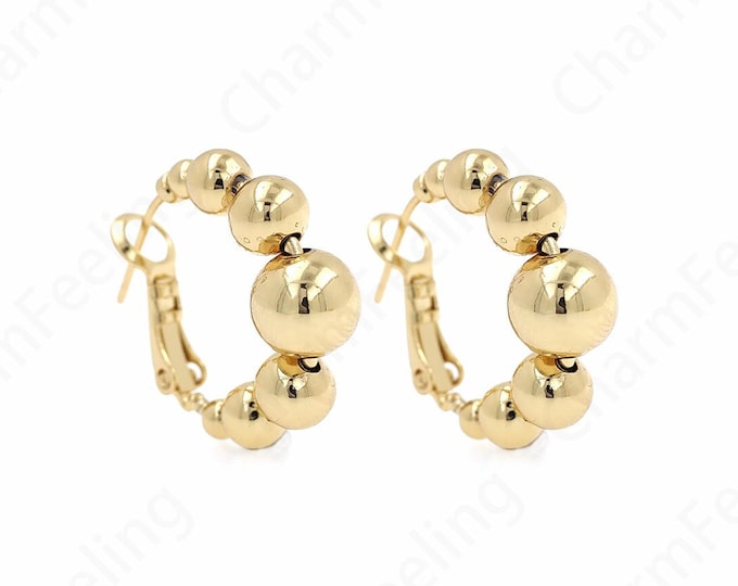 Dainty Earrings, Half Round Earrings, Ball Earrings, 18K Gold Filled Ball Earrings, DIY Jewelry Supplies, 21.5x8mm