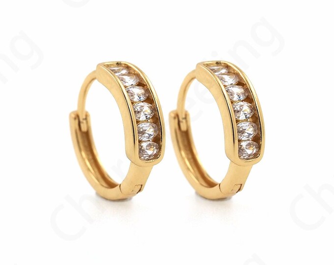 Hollow Earrings,Earring Charm,Micropave CZ Gold Earrings,18K Gold Filled Round Earrings,Zircon Earrings,DIY Jewelry Supplies,15.5x15.5x4.3mm