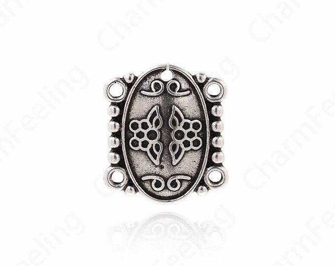 Square Charm,Vintage Charm,Silver Filled Flower Charm,Rectangular Pendant,Rectangular Charm,Alloy Jewelry,DIY Jewelry Supplies,24x21x3mm