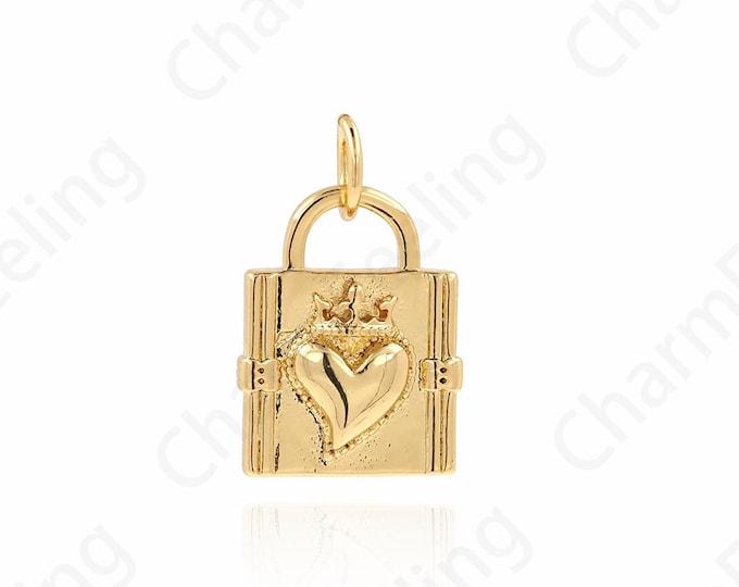 Padlock Necklace, Micropavé CZ Padlock Pendant, 18K Gold Filled Lock Pendant,Lock Pendant, Minimalist Lock Necklace 16.5x10.5x3mm