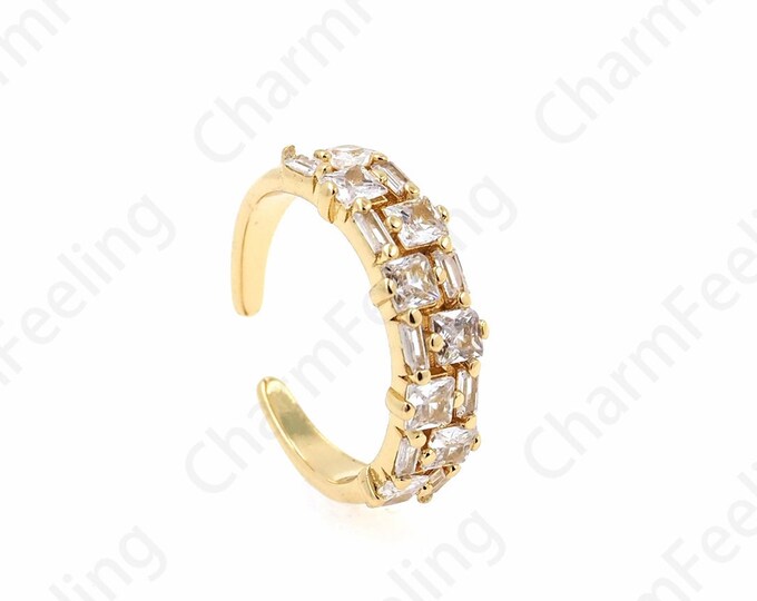 Stackable Ring, Gold Open Ring, Adjustable Ring, Simple Charm,18K Gold Filled Daily Ring, Micropavé CZ Minimalist Thin Ring,