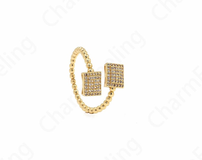Micropavé CZ Everyday Rings, 18K Gold Filled Adjustable Rings, Line Rings,Square Rings, Round Rings, Gold Open Rings,