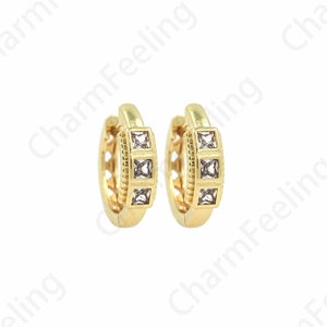18K Gold Filled Round Earrings,Hollow Earrings,Micropavé CZ Gold Earrings,Round Pendants,DIY Jewelry Accessories 16x16.5x5mm