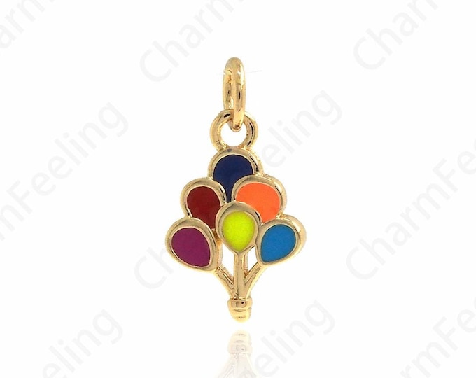 18K Gold Filled Hot Air Balloon Pendant,Enamel Hot Air Balloon Necklace,Travel Pendant,Enamel Charm,18.5x9.6x1.6mm