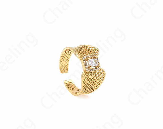 Statement Rings,Art Rings,Thick Rings,18K Gold Filled Adjustable Rings, Micropavé CZ Everyday Rings, Gold Open Rings,