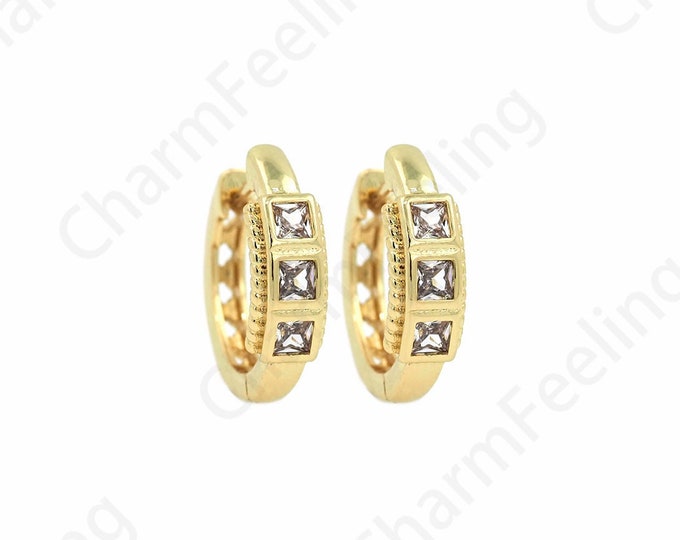 18K Gold Filled Round Earrings,Hollow Earrings,Micropavé CZ Gold Earrings,Round Pendants,DIY Jewelry Accessories 16x16.5x5mm