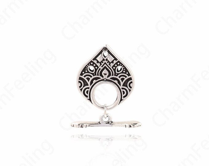 Heart Connection Clasp,OT Toggle Clasp, Antique Silver Tone Jewelry Connectors Findings, OT Necklace DIY Jewelry Supplies,