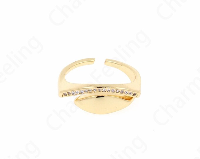 Micropavé CZ Eye ring, Thin Ring,18K Gold Filled Eye Ring, Gold Open Ring, Stackable Ring, Adjustable Ring,