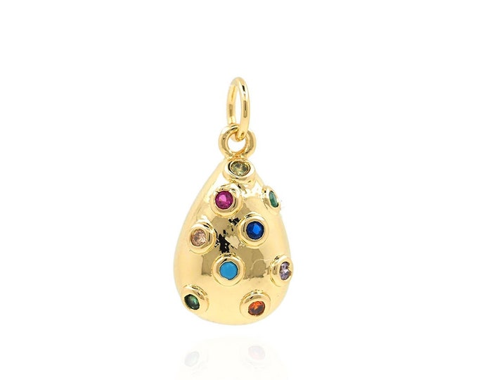 Teardrop Pendant, Micropavé CZ Waterdrop Necklace, 18K Gold Filled Teardrop Charm, Waterdrop Necklace, DIY Jewelry Supplies, 19x9x5mm