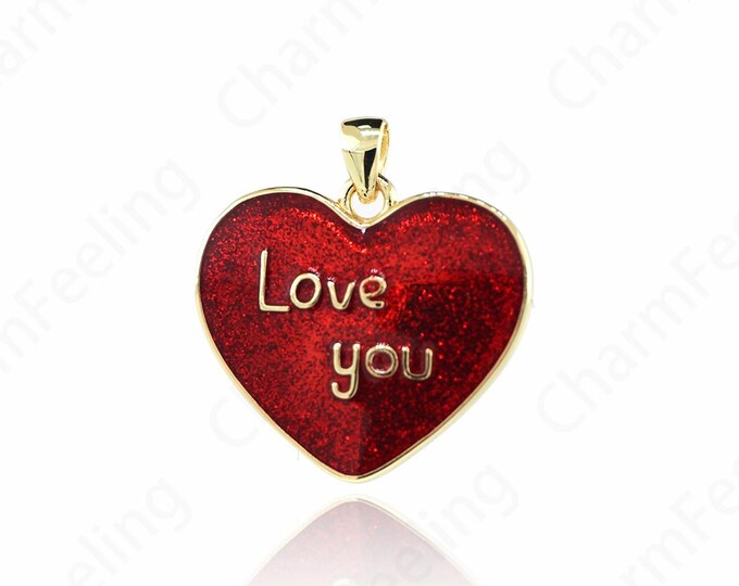 Enamel Heart-Shaped Pendant, Heart-Shaped Necklace, Enamel Heart Charm,DIY Jewelry Making Accessories 23.5x21.5x2.7mm