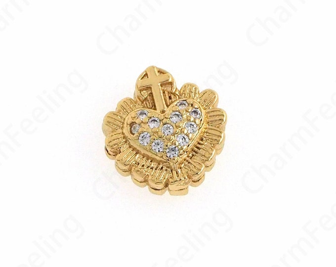 18K Gold Filled Heart Spacer Beads Multicolor Mini Sweet Little Valentine's Day Beads Love Hearts Jewelry Supplies  12x13x6mm