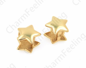 1 Pair,Star Bone Clip Earrings,  18K Gold Filled Five-Pointed Star Earrings, Polaris Earrings,13x14x12mm
