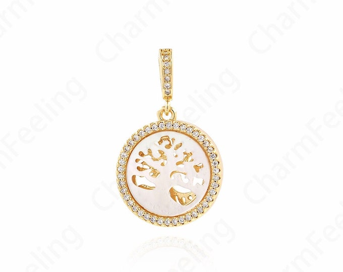 18K Gold Filled Coin Necklace,Tree Of Life Pendant, Coin Necklace,Tree Life Charm,Plant Charm,DIY Jewelry Supplies,31.5x19.5x4mm