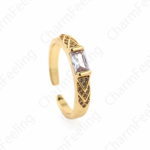 18K Gold Filled Minimalist Thin Ring, MicroPavé CZ Daily Ring, Adjustable Ring, Daily Ring, Gold Open Ring, Simple Charm