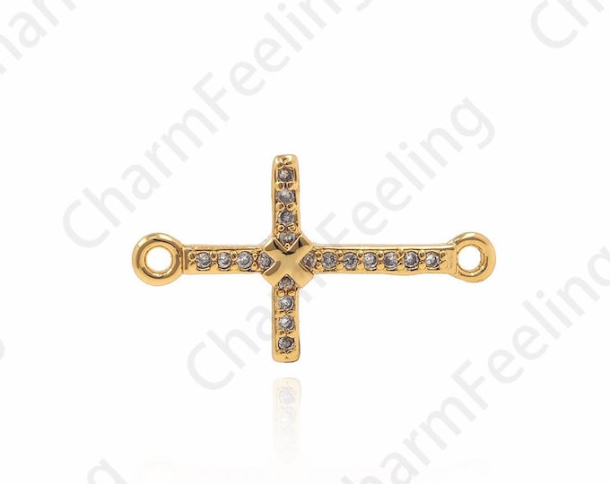 Cross Connector,Bracelet Necklace Accessories, Gold-Plated Nickel-Free Jewelry 11*21*2mm  1pcs