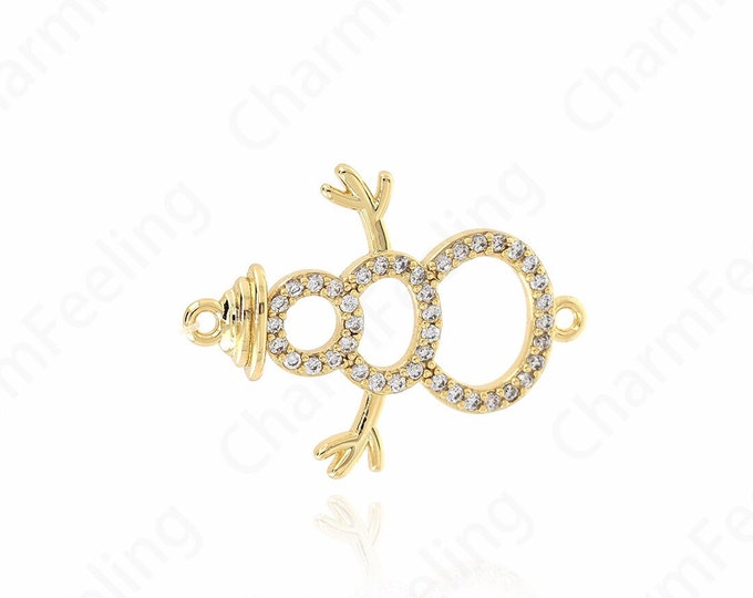 18K Gold Filled Christmas Snowman Necklace,Christmas Charm, Christmas Pendant, DIY Jewelry Accessories, 26.5x20x2mm