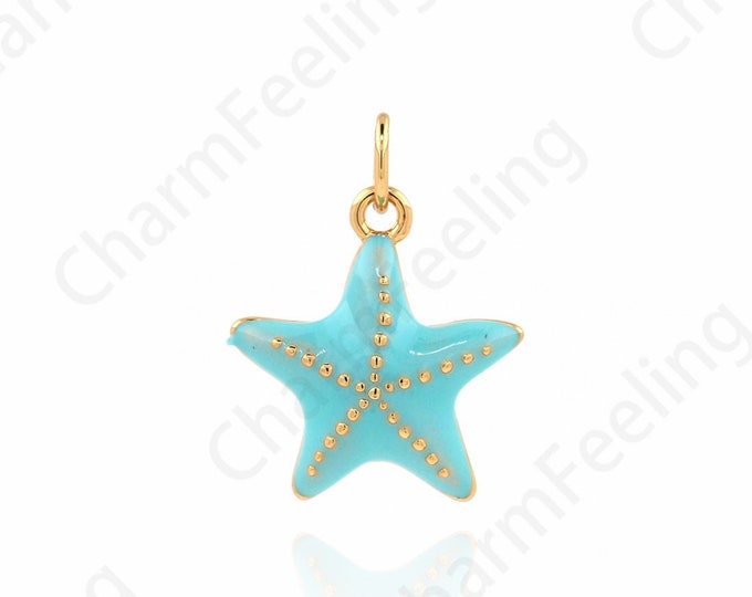 Enamel Charm,18K Gold Filled Tiny Enamel Star Charms Colorful Stars Enamel Pentagram Pendant DIY Jewelry Supplies, 20x15x3.5mm