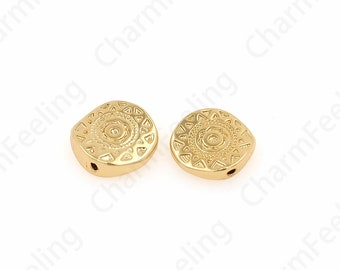 10pcs,18K Gold Filled Round Spacer Beads, Necklace Beads,Alloy Jewelry Beads, Bracelet Beads, DIY Jewelry Making Accessories 12x4mm