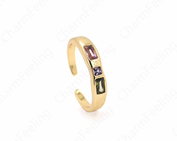 Adjustable Ring, Stacking Ring, Gold Open Ring,18K Gold Filled Minimalist Thin Ring, Micropavé CZ Daily Ring,