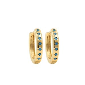 Micropaved CZ Gold Earrings,Turquoise Earrings, 18K Gold Filled Round Earrings, Hollow Earrings,DIY Earring Accessories,16.5x17.5x3mm