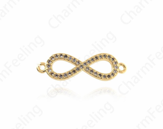 Unlimited Connectors,18K Gold Filled Infinite Bracelet,Micropavé CZ Necklace Pendant ,Infinite charm  27.2x8.5x3.2mm