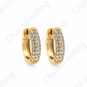 Hollow Earrings,Micropave CZ Gold Earrings,18K Gold Filled Round Earrings,Zircon Earrings,Earring Charm,DIY Jewelry Accessories 17x18x4.2mm