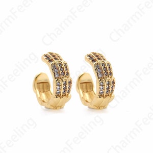 Twist Ear Clips,Ear Clip Earrings, Micropavé CZ Ladies Ear Clips, Pierced Earrings,18K Gold Filled Simple Earrings, Gift for Her,12.2x14x5mm