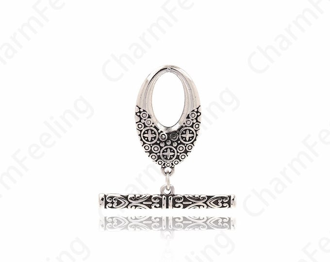 Oval Connection Clasp,OT Toggle Clasp, Antique Silver Tone Jewelry Connectors Findings, OT Necklace DIY Jewelry Supplies,