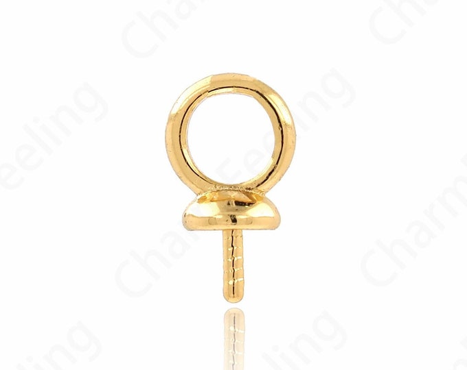 10pcs Used For Pearl Jewelry Accessories 18K Gold Filled Bail, Gold Nail Bail, Nail Bail, 5.2x9x3.7mm