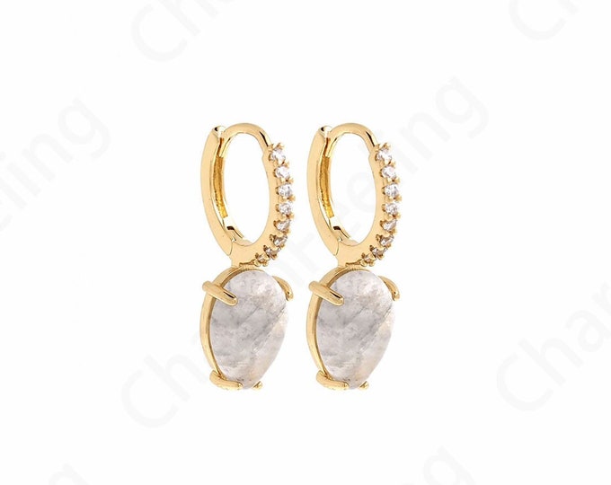 Micropaved CZ Drop Earrings,18K Gold Filled Cloud Crystal Earrings, Dangle Earrings, Dainty Earrings, DIY Earring Accessories,14.5x26x8.5mm