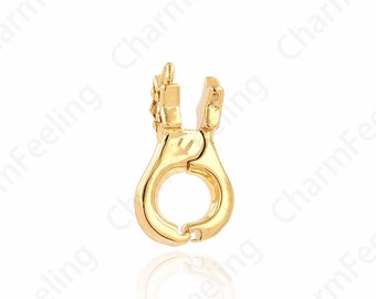 18K Gold Filled Lobster Clasp, Carabiner, Jewelry Clasp, Spring Clasp, Button Clasp, DIY Jewelry Making Supplies, 15.5x8x5mm