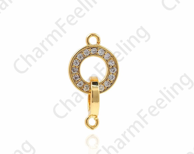 Micropavé CZ Hollow Round Necklace, 18K Gold Filled Pendant, Round Necklace, Ring Pendant, DIY Jewelry Accessories 18x10x1.3mm