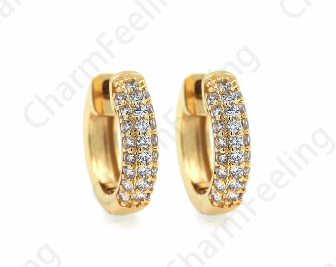 Hollow Earrings,Micropave CZ Gold Earrings,18K Gold Filled Round Earrings,Zircon Earrings,Earring Charm,DIY Jewelry Accessories 17x18x4.2mm