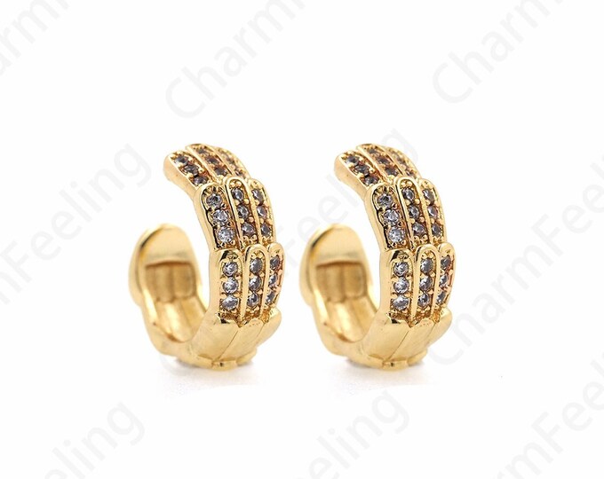 Twist Ear Clips,Ear Clip Earrings, Micropavé CZ Ladies Ear Clips, Pierced Earrings,18K Gold Filled Simple Earrings, Gift for Her,12.2x14x5mm