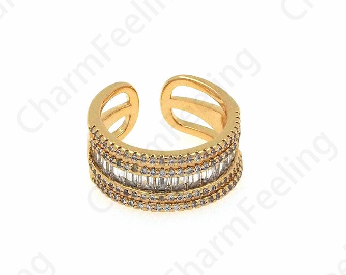 MicroPavé CZ Daily Ring, Daily Ring, Gold Open Ring, Simple Charm,18K Gold Filled Minimalist Thin Ring, Adjustable Ring,