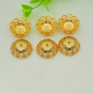 10 pcs 18K Gold Filled Flower Bead Caps,Pearl Caps,Round Bead Caps,Flower Caps,Spacer Jewelry, Brass Caps, DIY Gold Jewelry Making,