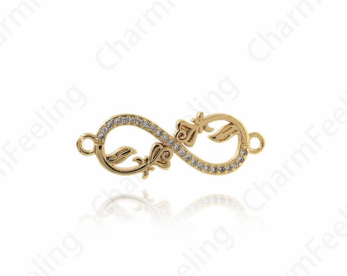 Unlimited Connectors,18K Gold Filled Infinite Bracelet,Micropavé CZ Necklace Pendant ,Infinite charm  34x11.7x3mm