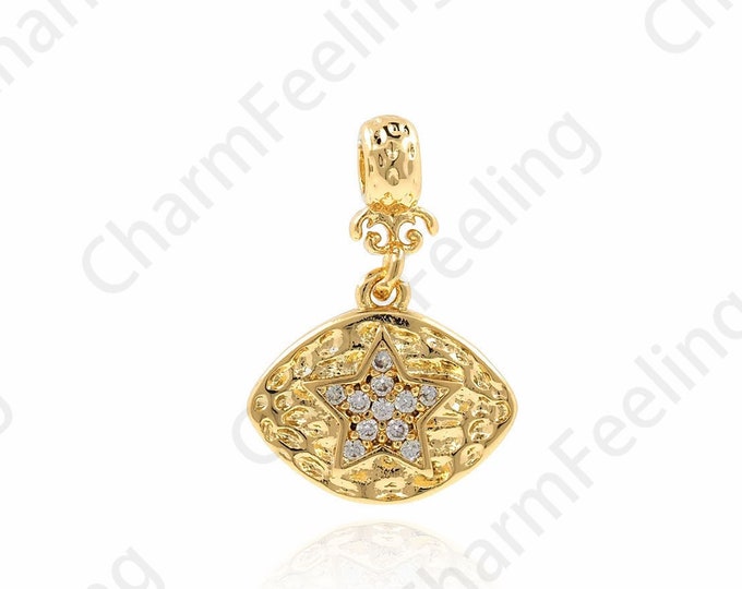 18K Gold Filled Star Charm,Cubic Zirconia Star Jewelry, Star Bracelet, Star Decoration, DIY Jewelry Making Accessories,17x11.5x1.7mm