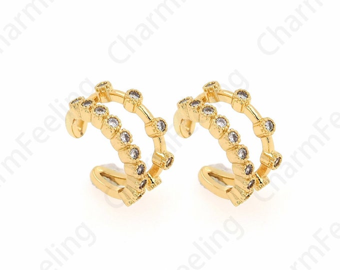 18K Gold Filled Simple Hoop,Micropavé CZ Tragus Earring,Pierced Earrings,Tragus Piercing,Endless Hoop,Huggie Tragus,14.3x13.6x4.3mm
