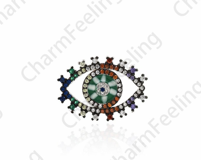 Micropavé CZ Beautiful Eye Necklace, 18K Gold Filled Eye Pendant, Eye Pendant, DIY Jewelry Accessories, 17x24x2mm