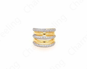 MicroPavé CZ Daily Ring, 18K Gold Filled Adjustable Ring,Thick Gold Ring, Daily Ring, Gold Open Ring, Simple Charm,