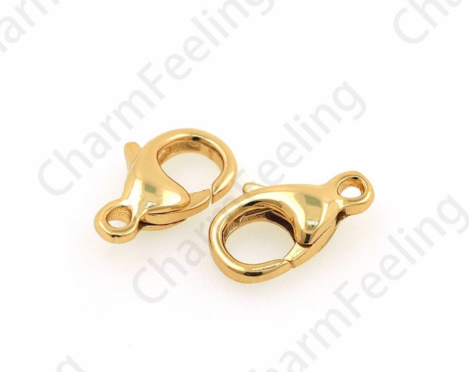 Spring Clasp, 18K Gold Filled Lobster Clasp, Button Clasp, Carabiner, Jewelry Clasp, DIY Jewelry Making Supplies, 12x7x3mm