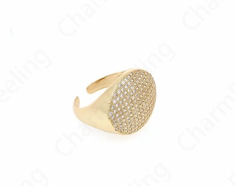 Gold Open Rings,Modern Ring Micropavé CZ Everyday Rings, 18K Gold Filled Adjustable Rings, Round Rings, Fashion Ring,