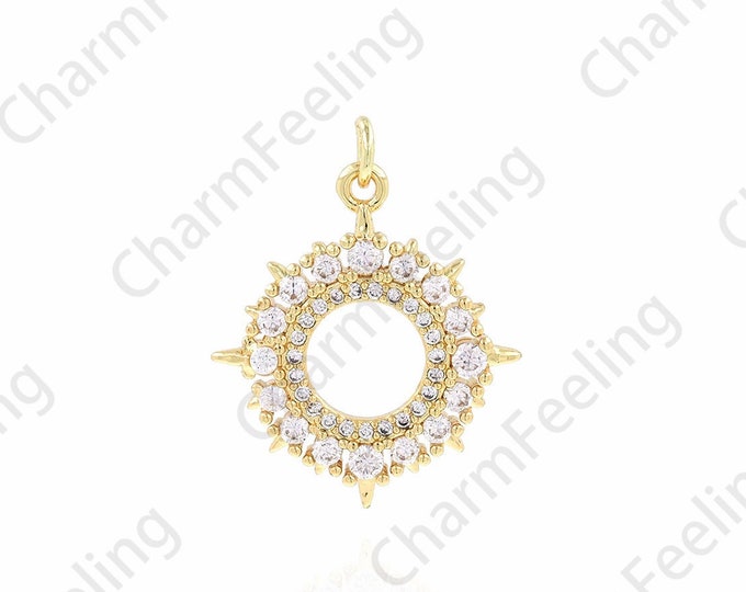 Hollow Ring Necklace, 18K Gold Filled Ring Hollow Pendant, Hollow Ring Charm,Micropavé CZ Ring Charm,DIY Jewelry Accessories 17.5x22.5x2.5mm