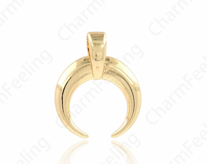 Horn Pendant, Horn Charm,Dainty Moon Pendant, Moon Necklace, Moon Charm, DIY Jewelry Making Accessories 17.6x14.2x5.5mm