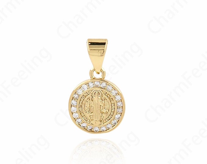 1pcs Virgin Mary Charm Lady Guadalupe Cubic Zirconia Charm, Virgin Mary Pendant, Religious Jewelry,17x10x1.7mm