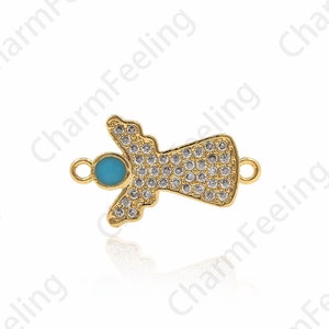 Enamel Micro-Pave Angel Connector, Angel Charm, Angel Pendant, Angel Jewelry, DIY Jewelry Making Accessories 11.4x19.5x1.6mm 1pcs