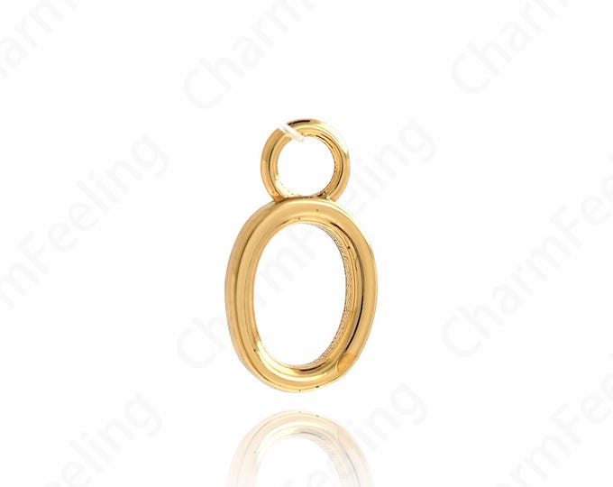 18K Gold Filled Hollow Charm,Dainty Oval Pendant, Oval Charm, DIY Jewelry Supplies, 14x7.7x2mm
